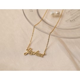 HUAN XUN Brat Necklaces Gold Name Necklace for Women Charm Initial Jewelry for Mom Mama Birthday Anniversary