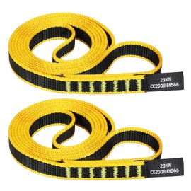 KLYTORX 18mm Nylon Climbing Sling Runner 23KN CE2008/EN566 Certified - Webbing Straps for Outdoor Rock Climbing, Rappelling, Swing, Yoga Hammock etc90cm/ 36inch |Pack of 2（Yellow）