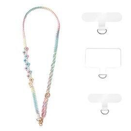 PINKPIN Adjustable Phone Lanyard with 3×Phone Tether Patches, Cellphone Crossbody Chain Compatible with Most Smartphones (Green)