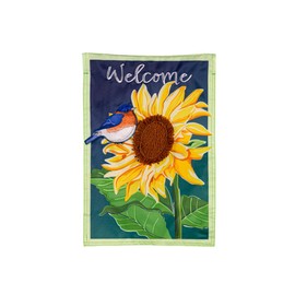 Evergreen Flag Bluebird and Sunflower Applique Garden Flag 12x18 double sided, Small Garden Flags For Outside, Welcome Spring Flag Décor for Yards and Gardens