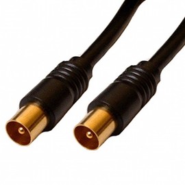 World of Data Coaxial 1m TV/AV Aerial Cable Male to Male Black Coax