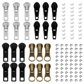 Hpmjz 24 Pcs Zipper Repair Kit Replacement Universal Fix Zip Head On Repair Pull Repairing Lockable Sliders Bottom and Top Stop Replacement for Metal Plastic Nylon Coil Luggage Bags Jacket Supplies