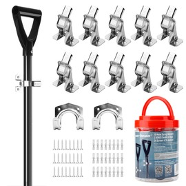 CARTMAN 12 Piece Garage Hooks Closet Quick Fist Wall Organizer Metal Spring Clamps for Shovel, Rake, Broom, Mop Holder, Etc