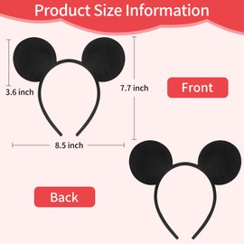 Sotaila 4 Pack Solid Black Mouse Ears Headbands for men Boys, Headband for Cosplay Costume Birthday Party Decorations Hair Accessories