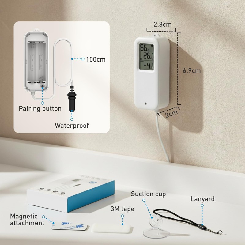 Daytech WiFi Thermometer Hygrometer with Freezer Alarm, Email Report, App