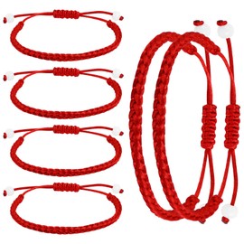Yolev Pack of 6 Red Cord Bracelet Adjustable Red Rope Bracelet Knotted Kabbalah Protection Amulet Bracelet Handmade Friendship Protection Bracelet Gl¨¹ck Friendship Graduation Birthday Lovers, Satin