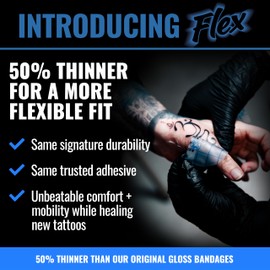 Saniderm Flex Tattoo Aftercare Bandage (New) (Personal Roll, 10.2 in x 2 yd) – Faster Tatoo Healing and Protection – Sterile, Waterproof, Flexible, Latex-Free, Tattoo Aftercare Wrap – Matte Finish