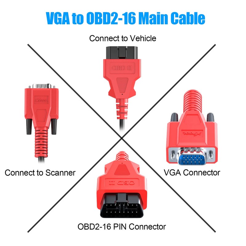 XTOOL OBD2 Main Test Cable - VGA to OBD2-16, Universal