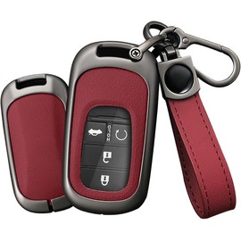 Generic Alloy Key Protective Key Case Cover with Keychain Fit for Honda Civic CR-V Accord XR-V HR-V Pilot Vezel 2022 2023 Key Fob Holder Key Shell Auto Accessories (Red)