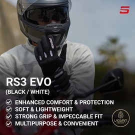 FIVE GLOVES RS3 Evo Motorcycle Gloves for Men, Urban Riding Gloves for Motorcycle, Scooter and More – Black-White, 3XL-13