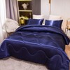 NTBED Silky Satin Comforter Set Queen Dark Blue, Soft Lightweight