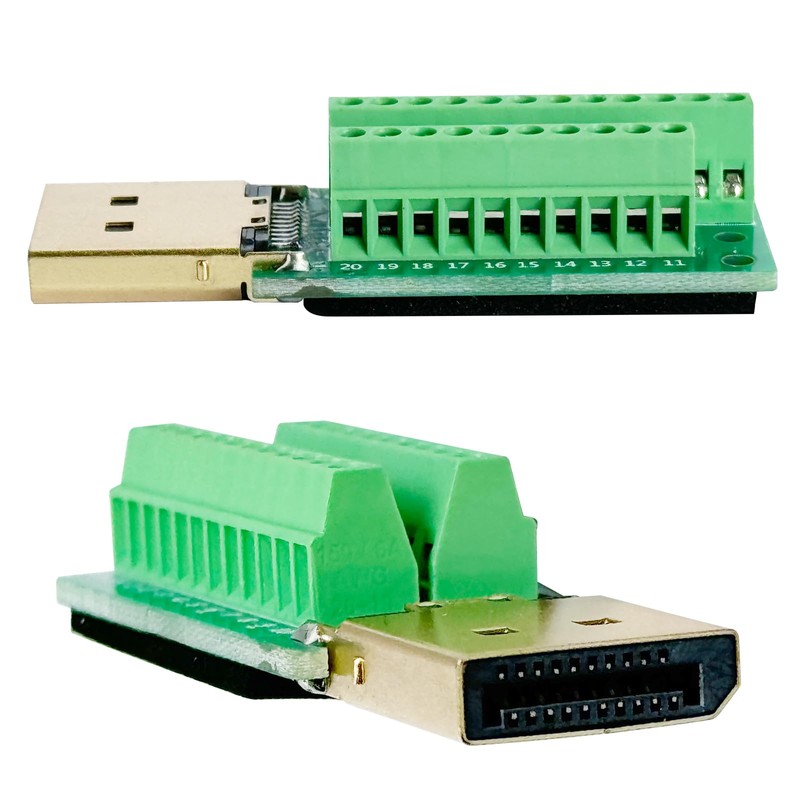 Jienk DisplayPort Solderless Male Quick Connector, 20Port Terminal Solderfree Breakout