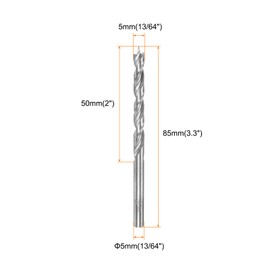 sourcing map Brad Point Drill Bit 5mm(13/64") Dia Straight Round Shank Drill Metric Brad Point Spiral Twist Drill Bits for Carpenter Woodworking Plastic Rubber