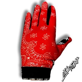 Red & White Paisley Live Fast Motocross & Bike Gloves S