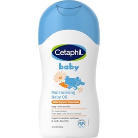 Cetaphil Baby Moisturising Oil with Organic Calendula, 200mL, 8 Hour Hydration, For Face and Body, Paraben Free, Dermatologist Tested