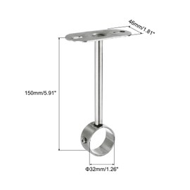 sourcing map 4 Pcs Ceiling Mount Bracket, Wardrobe Pipe Bracket, Shower Curtain Closet Wardrobe Rod Lever Support Holder Pipe Flange Socket 32x150mm/1.26x5.91"