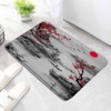 Asian Decor Bath Mat Rugs Red Plum Blossom Branch Japanese