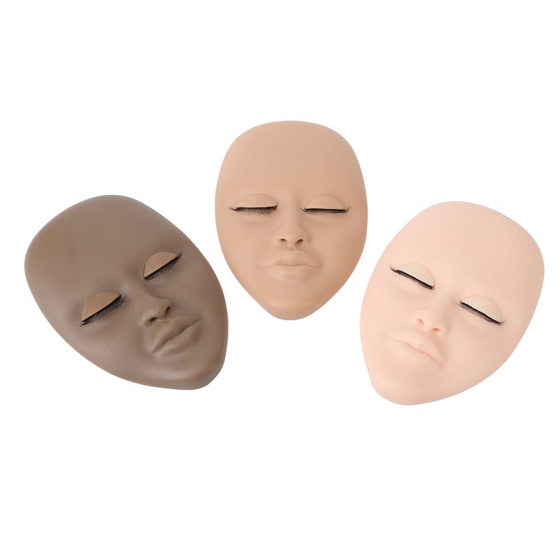 3pcs Lash Mannequin Head Double Layers Realistic Training 3D Rubber
