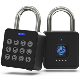 Dhiedas Fingerprint Padlock with Code, Combination Lock for Locker with Bluetooth APP Access, Smart Biometric Digital Waterproof Gate Lock for Outdoor Fence Gym Locker School Shed Storage