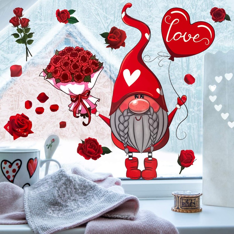 Mauts 9 Sheet Valentines Decorations Window Clings Decorations, Valentines Day