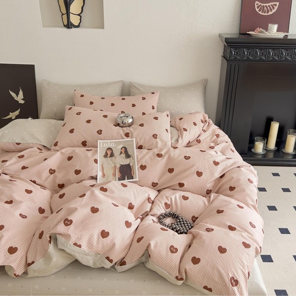 YASMENG Bed Linen 135 x 200 cm Cotton Dog Tooth