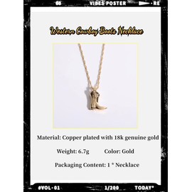 GAUEIOUR Western Cowboy Boots Necklace,Mushroom Abstract Face Cowboy Boot Necklace, Copper Plated 18K Real Gold Bone Chain, Fashionable Hip-Hop Style, Men and Women, Jewelry Gifts