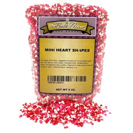 Mini Red, White & Pink Hearts, Valentine Sprinkles, Bulk Size (8 OZ.Resealable Zip Lock Bag)