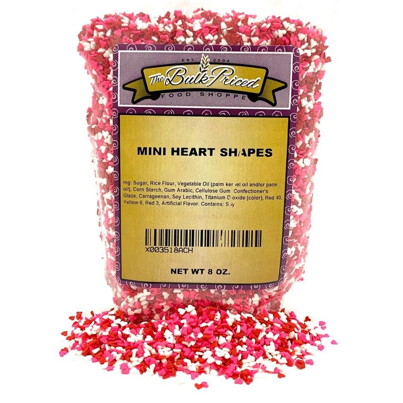 Mini Red, White & Pink Hearts, Valentine Sprinkles, Bulk Size