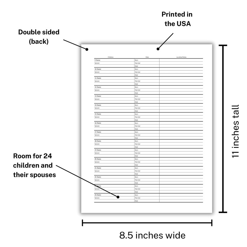 Blank Two-Sided Family Group Sheets for Genealogy (40) | Professional