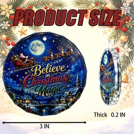 Believe in Christmas Magic Glass Christmas Ornament, 3 Inch Santa Decor