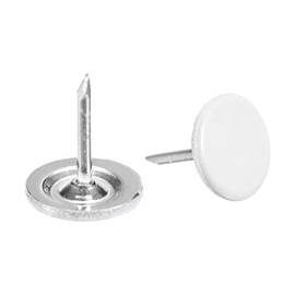 QUARKZMAN 100pcs Upholstery Nails 11mm x 13mm Flat Head Decorative Furniture Nails Push Pins for Furniture Sofa Headboards White