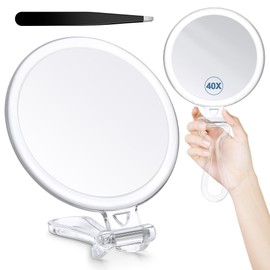 40X Magnifying Mirror for Travel with Handle, Double-Sided 1X/40X Magnification Hand Mirror for Makeup,Travel Mirror for Desk 5 Inches