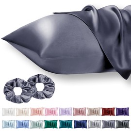 Vielit 2 Pack Satin Pillowcase for Hair and Skin,Soft as Silk Pillowcases for Hair and Skin,Easier Care than Silk Pillow Case Blue Purple Pillowcases 50x75cm Gifts for Women Envelope & 2 Scrunchies