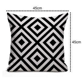 Tomda Geometric Striped Black and White Diagonal Inclined Lines Cushion Case Throw Pillow Cover for Home Decor Sofa Couch 45x45cm 18x18 Inch Cotton Linen Farmhouse Decorations