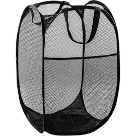 Pop Up Hamper, 1 PCS Mesh Pop Up Laundry Hamper, Foldable Mesh Laundry Basket with Space-Saving Design for Home, Dorm, Travel & Storage - Black