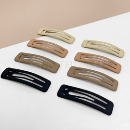 6 Pcs 2.5 Inch Matte Metal Snap Hair Clips Grips Hair Barrettes BB Clips Pins Styling Hair Accessories for Girls,Women,keep loose hairs bangs and flyaways away from face (Cream-Brown Set)