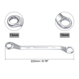 uxcell Offset Double Box End Wrench 13mm x 15mm Metric 12 Point High-carbon Steel Chrome Plated Box Wrenches