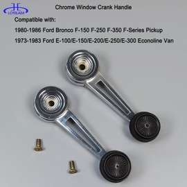 Lcyolada 2 Pcs Inside Window Crank Handles for 1980-1986 Ford Bronco F-150 F-250 F-350 F-Series Pickup, for 1973-1983 Ford E-100/E-150/E-200/E-250/E-300 Econoline Van, Chrome