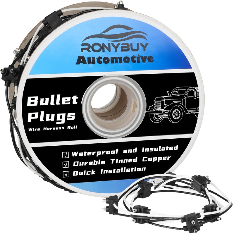 Ronybuy 150x 2 Wire Pigtail Double Male Bullet Plugs Roll,