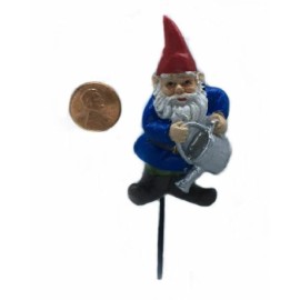 Georgetown Miniatures Gnome with Watering Can, Brolan the Watering Gnome on a Pick, 2.75" Standing Gn