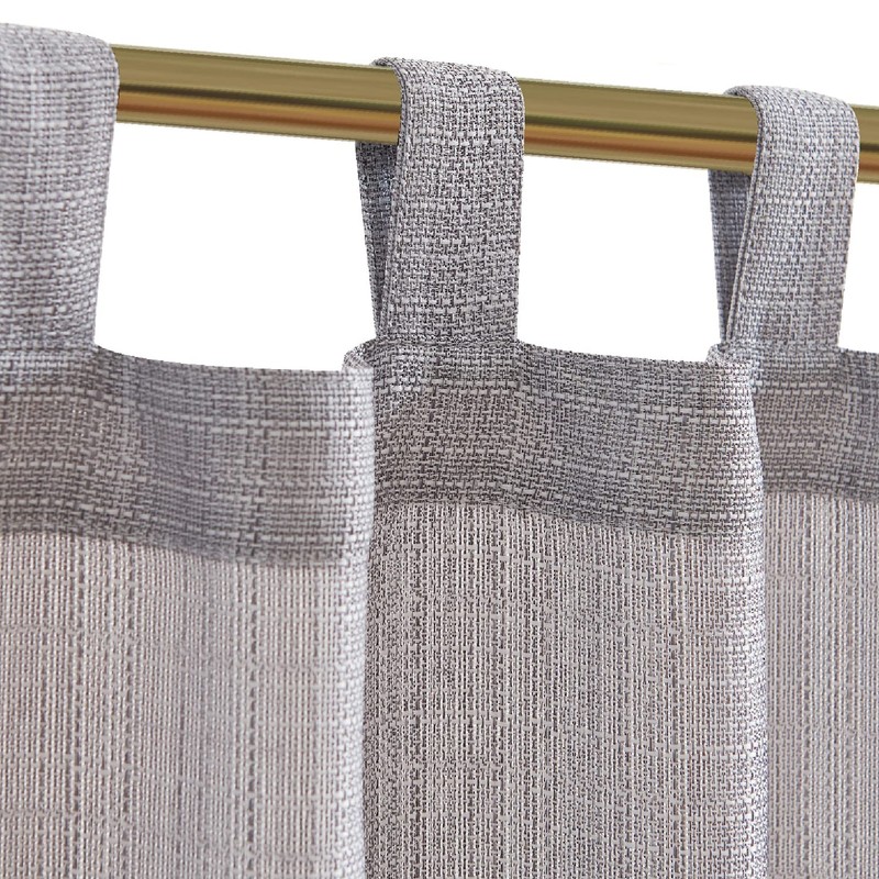 jinchan Tab Top Gray Kitchen Curtains 24 Inch Linen Textured
