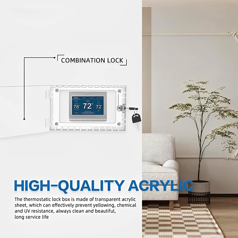 Universal Thermostat Lockable Box with Key Clear Acrylic Thermostat Cover