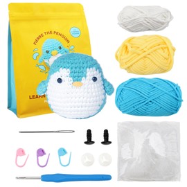 BRISKORE Häkelset für Anfänger Tiere Crochet Häkel Amigurumi Set Häckel Häkeln Stricken Häkeltiere Häckeltierchen Kit mit Videoanleitung Häckelset Strickset für Starter Kinder Erwachsene Pinguin