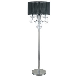 Sh Lighting Elegant Crystal Inspired Multi-Light Floor Lamp - Features 3-Bulb Light & Convenient Foot Switch - 62.5" Tall Perfect for Living Room, Bedroom, or Home Office - Black & Chrome