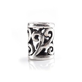 Battle-Merchant Celtic Hair and Beard Bead in Silver Spiral Pattern Viking Inner Diameter 2 mm