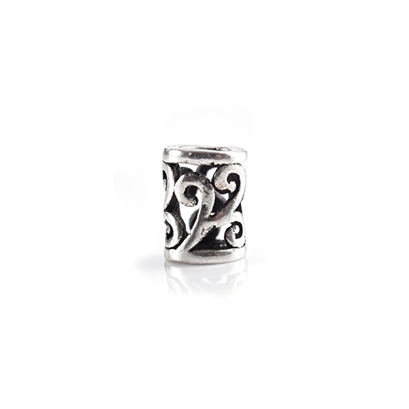 Battle-Merchant Celtic Hair and Beard Bead in Silver Spiral Pattern