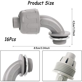 EBOKA 1/2-in Nonmetallic Liquid-Tight 90-Degree Electrical Conduit Connector Fitting, 1/2'' (10 Packs)