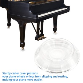 Piano Roller Cups, 4 Pieces Furniture Leg Pads Protector ABS Upright Piano Non Slip Floor Protector (Clear)