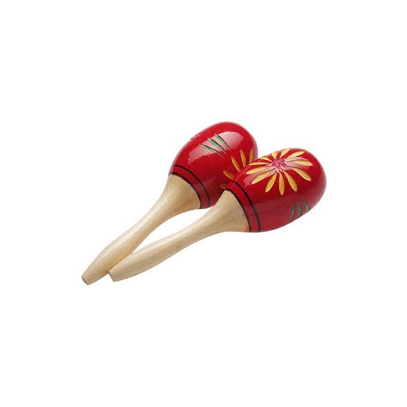 WOOD MARACAS OVAL 26CM RED
