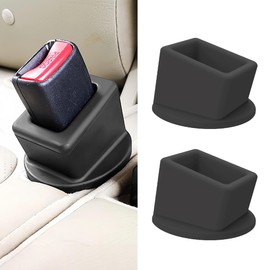 2PCS Car Seat Belt Buckle Holder, Silicone Seatbelt Buckle Booster Makes to Makes Receptacle Stand Upright for Easy Access, Universal Car Accessories for Kids (Black)